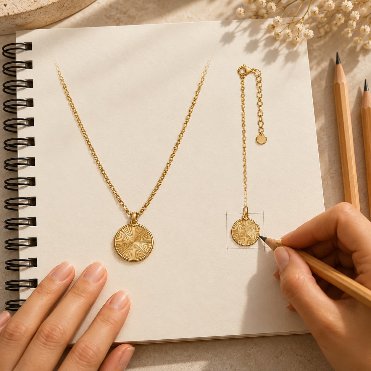 Jewelry sketches and creative inspiration reflecting SAPHORIE's philosophy of thoughtful curation